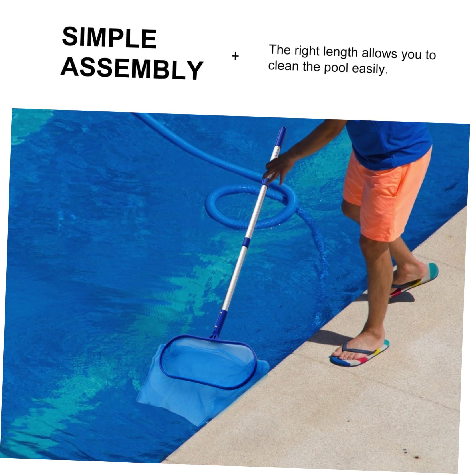 Retino per Pulizia Piscina Manico in Alluminio PVC Blu | Leggero e Facile da Trasportare, Adatto per Stagni e Grandi Acquari, Strumento Manuale di Raccolta