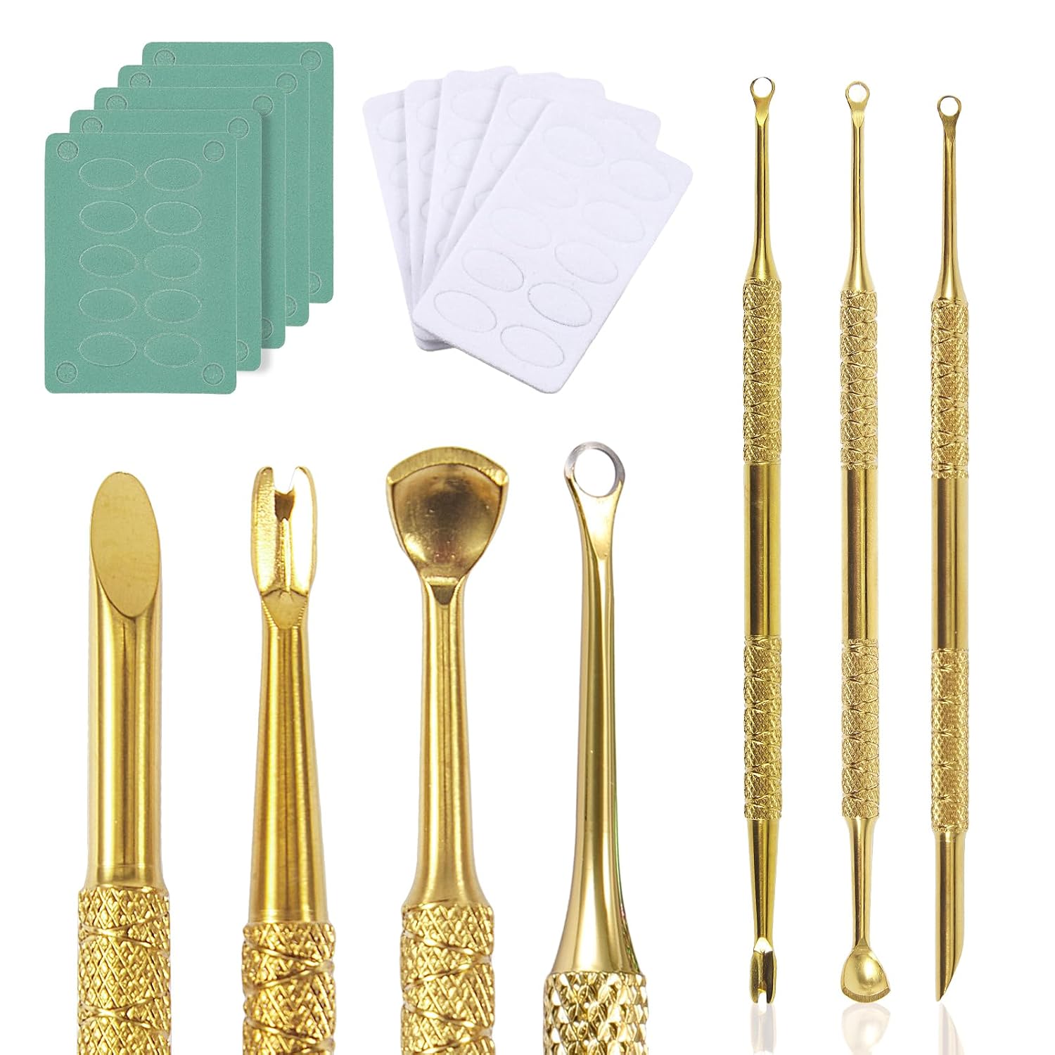 3 Pieces Gold Stainless Steel Double-End Nail Cuticle Pusher Nail Art Pre-Treatment Cuticle Remover Tool With 10 Sheets Sandpaper Dead Skin Removal Nail Cuticle Remover Trimmer Pen