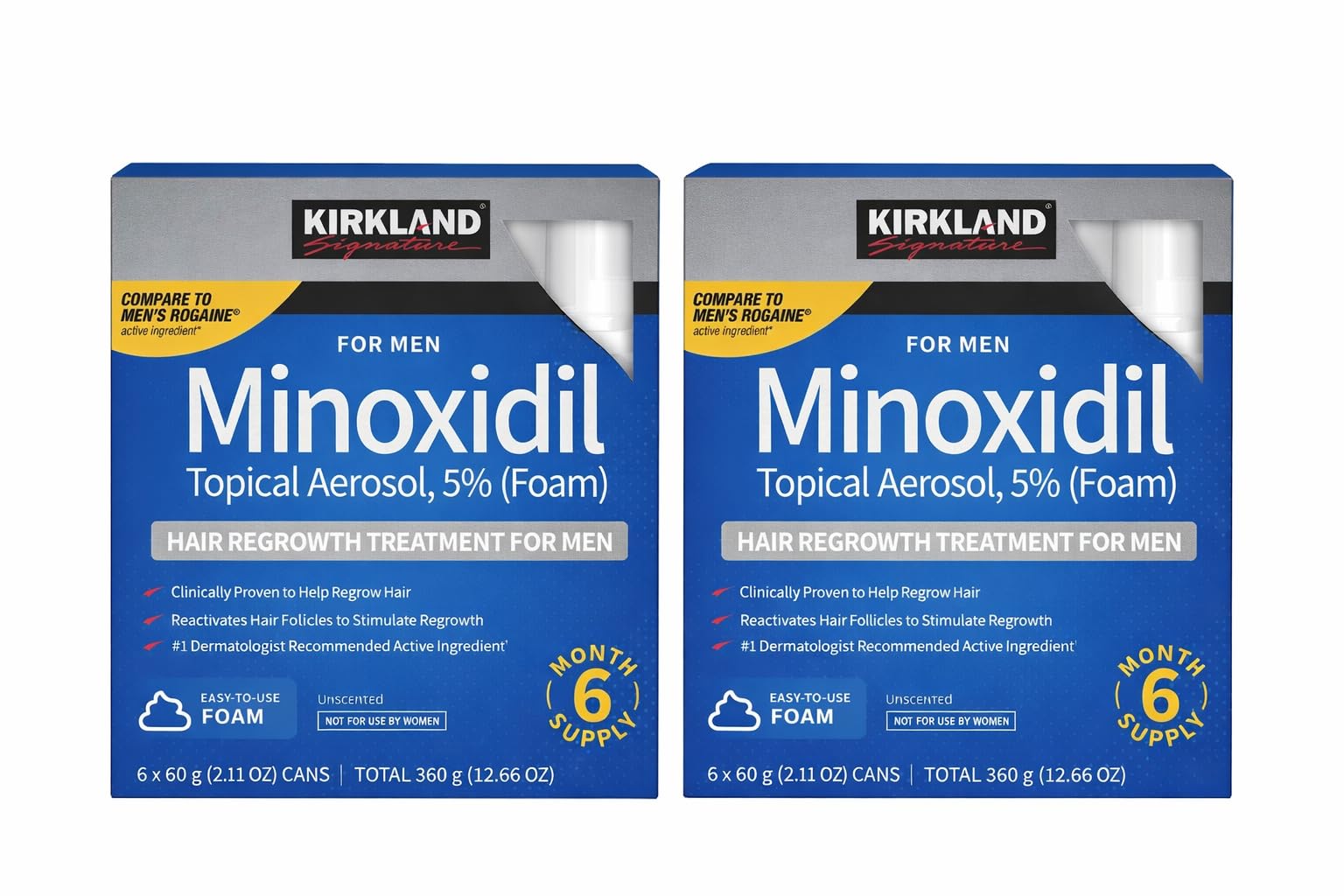 Signature - 5% Minoxidil for Men Hair Growth Treatment Unscented Topical Foam Aerosol - 12 Month Supply ,Kirkland-w3w3