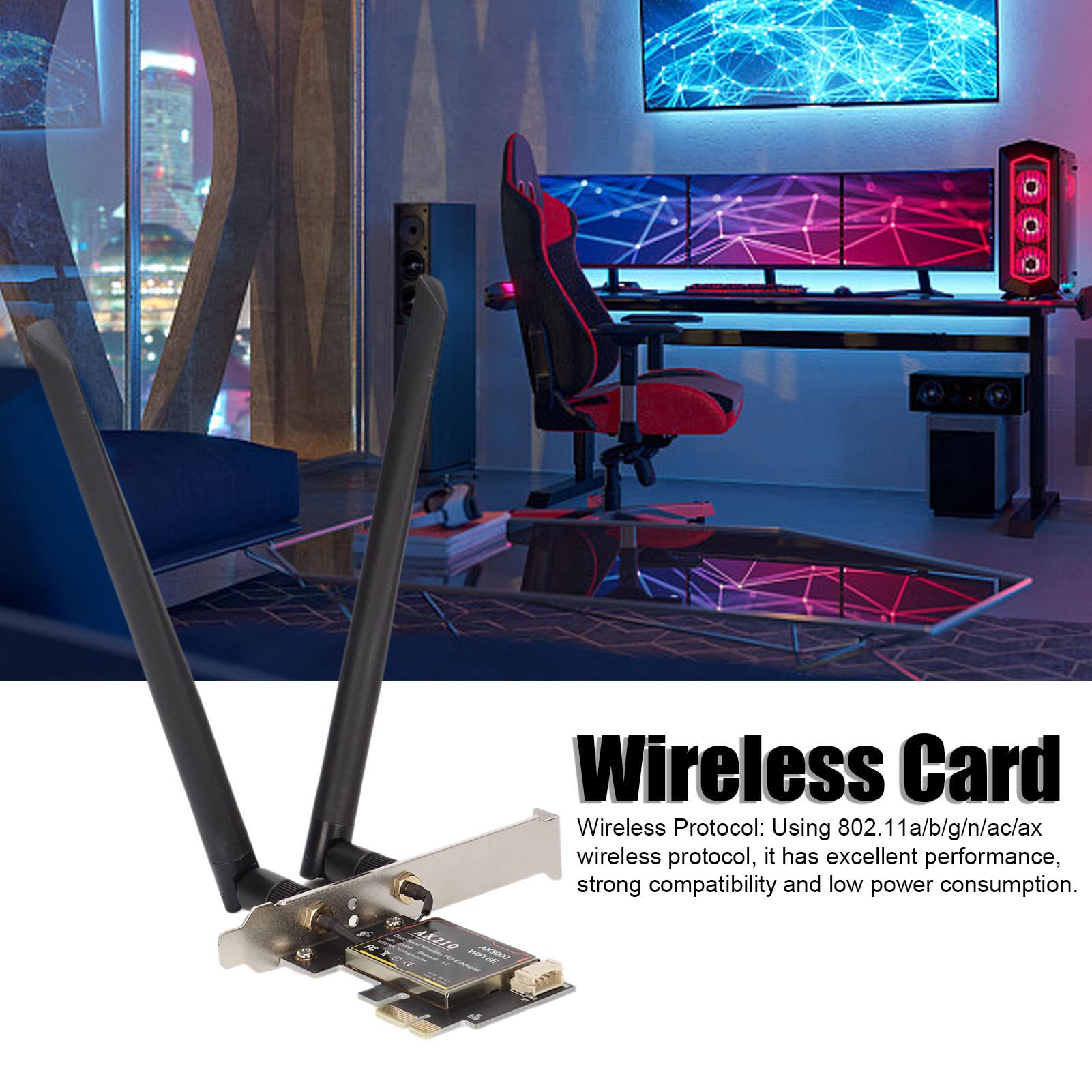Wakects PCIE X1 WiFi 6E Adattatore per Desktop, 3000Mbps