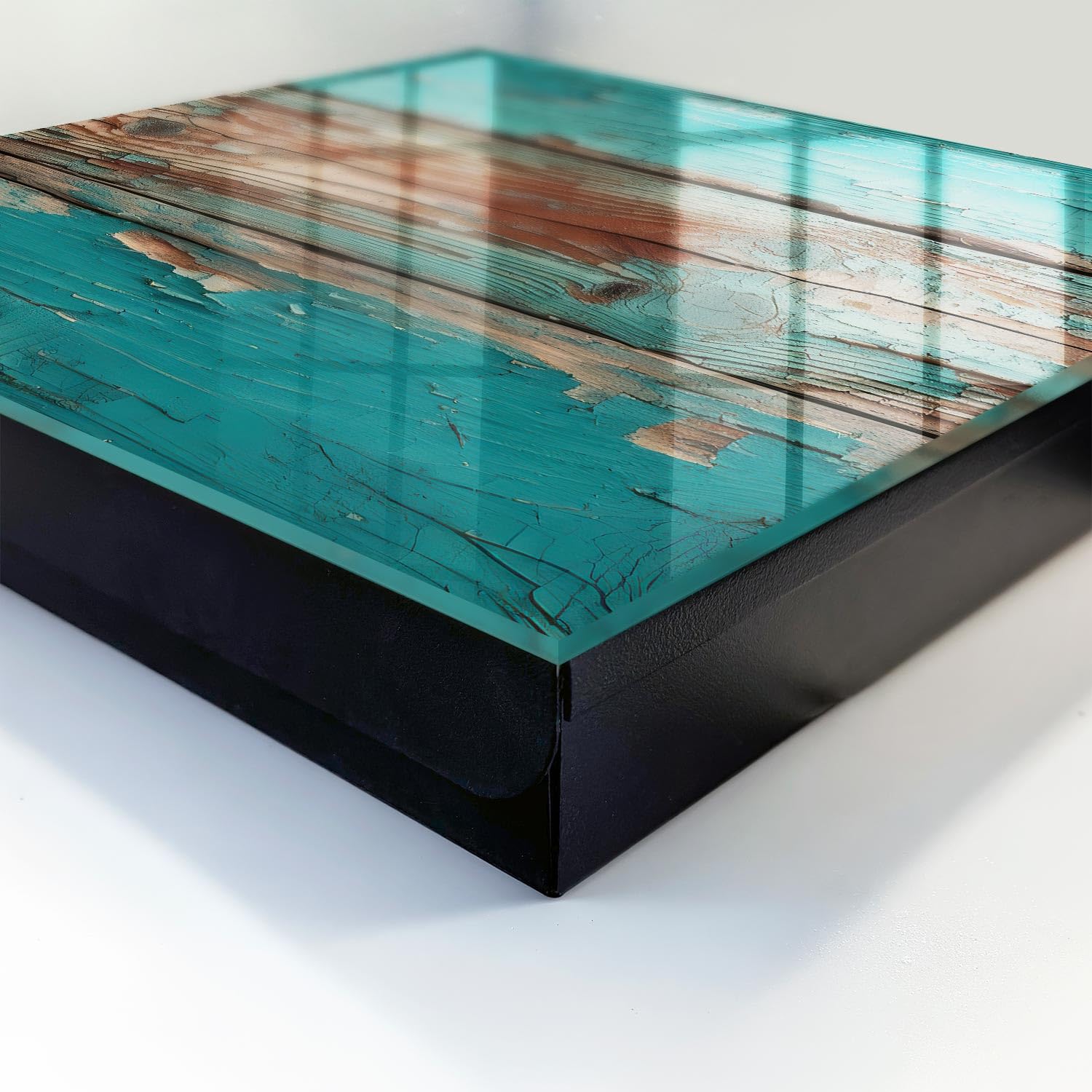 Cassetta portachiavi 30x30 cm Legno turchese Porta Sinistra Nero | Appendiabiti | Bacheca | Vetrinetta | Nicchia | Casellario | Armadio | Gancio | Quadro | Mobiletto | Contenitore | Supporto