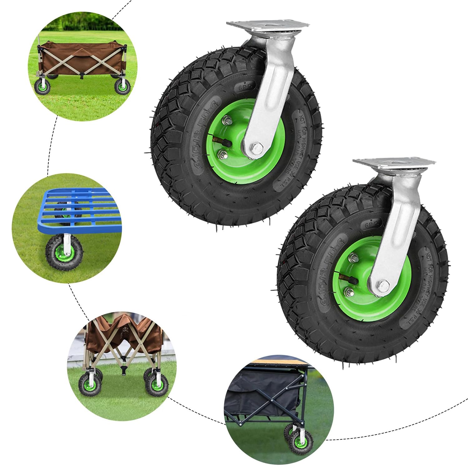 Ruote Per Carrello Carichi Pesanti,215 mm Per Carichi Pesanti,Set di due ruote girevoli con assorbimento degli urti,Per Il Trasporto Pesanti,Capacità 250kg,Adatte Per Carrelli e Trasportatori