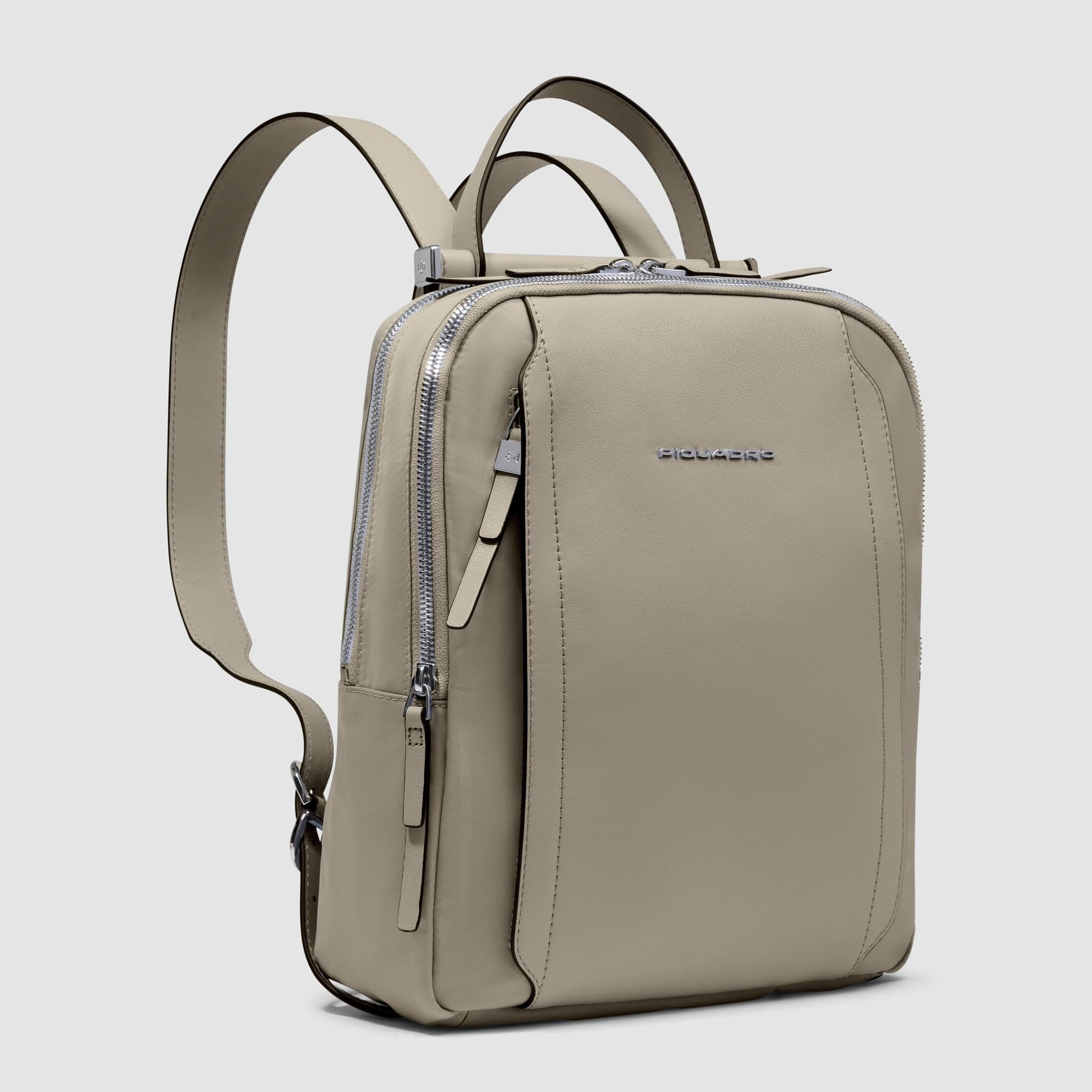 PIQUADRO Zaino donna porta iPad Donna pelle e tessuto sabbia