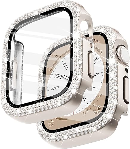 Surace Funda de 1.49 pulgadas compatible con Apple Watch con protector de pantalla, funda protectora general de diamantes brillantes compatible con Surace Funda de 1.49 pulgadas compatible con Apple Watch con protector de pantalla, funda protectora general de diamantes brillantes compatible con