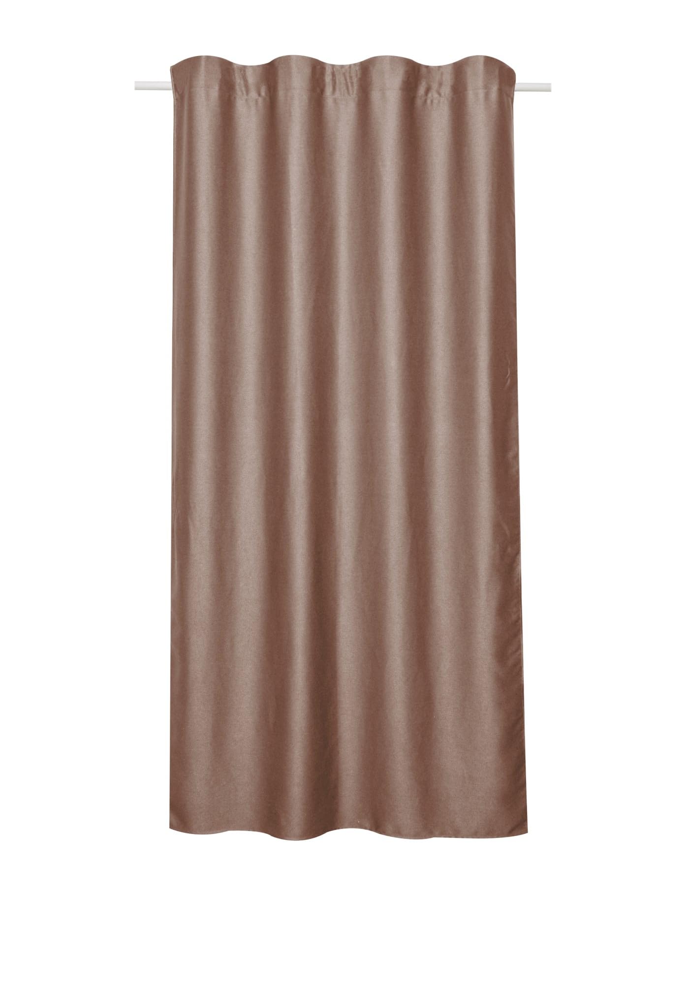 Sehlbach Fertiggardine mit Gardinenband, Blackout glänzende Struktur, Braun, 135 x 245 cm Gardinen, Energiesparend Im Winter, Wärmeabweisend Im Sommer, Schallabsorbierend, Öko-Tex Zertifiziert