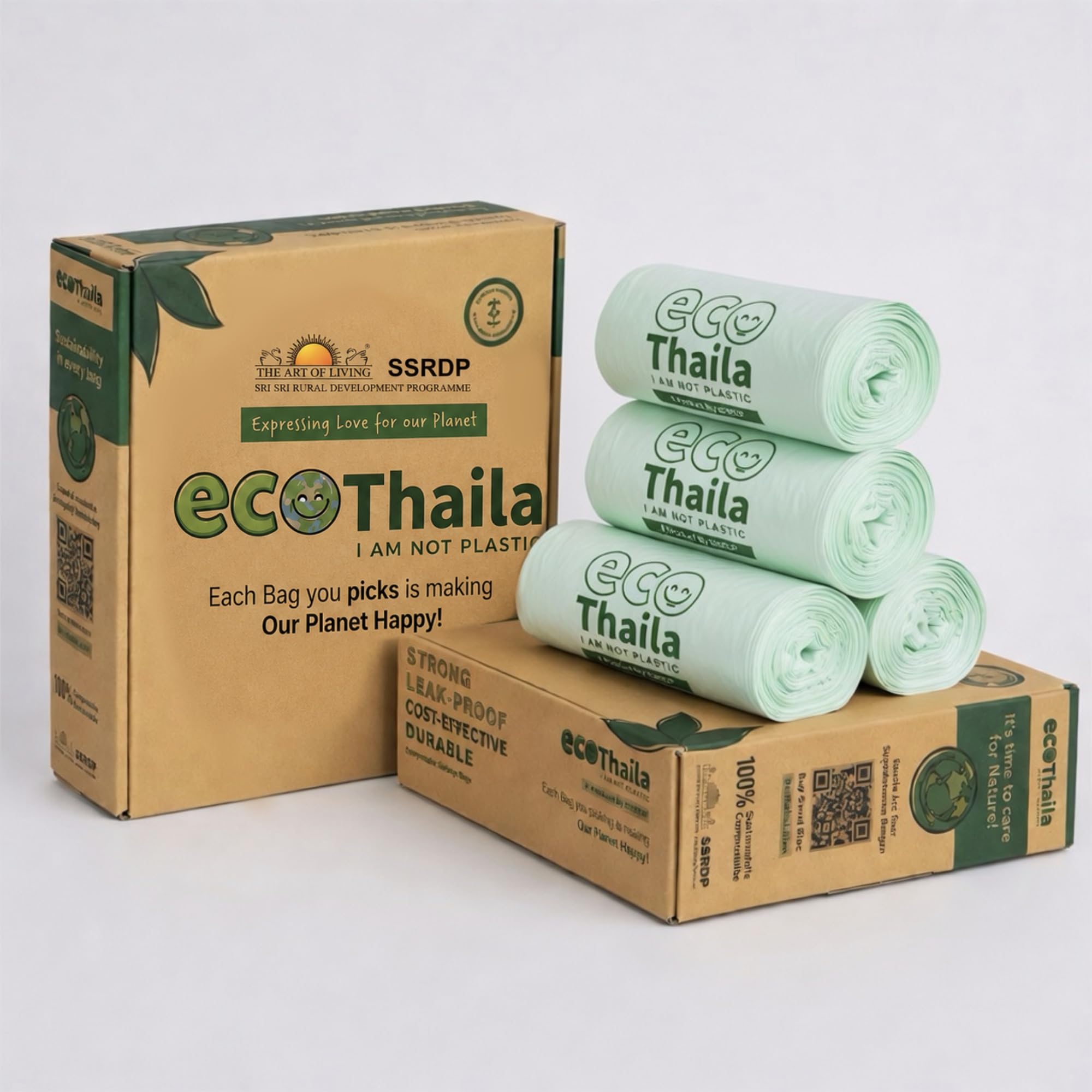 eco friendly garbage bags - lavender fragrance (pack of 4) | medium - 60 bags | compostable & biodegradable | trash/dustin cover | leak-proof, no smell | for dry & wet waste bag