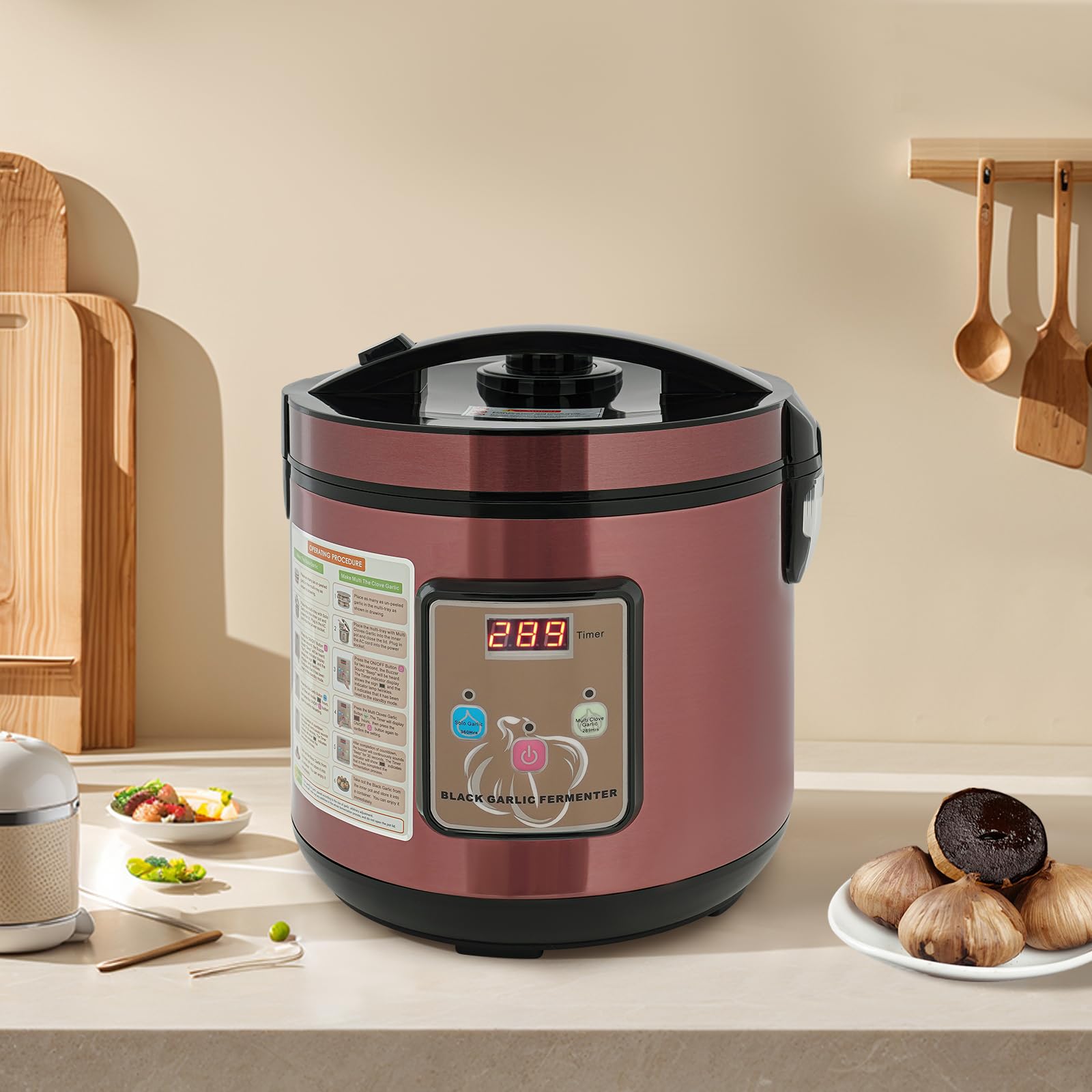 Automatischer Knoblauchfermenter Schwarzer Knoblauch Professioneller Fermenter 5L für Joghurt Natto und Kimchi mit intelligentem Temperaturprogramm 50-85°C