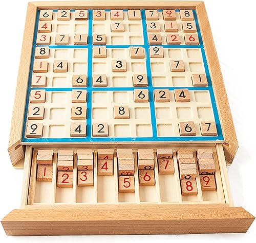 Miniatura 1 de Juego de mesa Sudoku de madera con cajón no más borrado 81 fichas de números y libro de rompecabezas Sudoku juguetes de escritorio ideales para