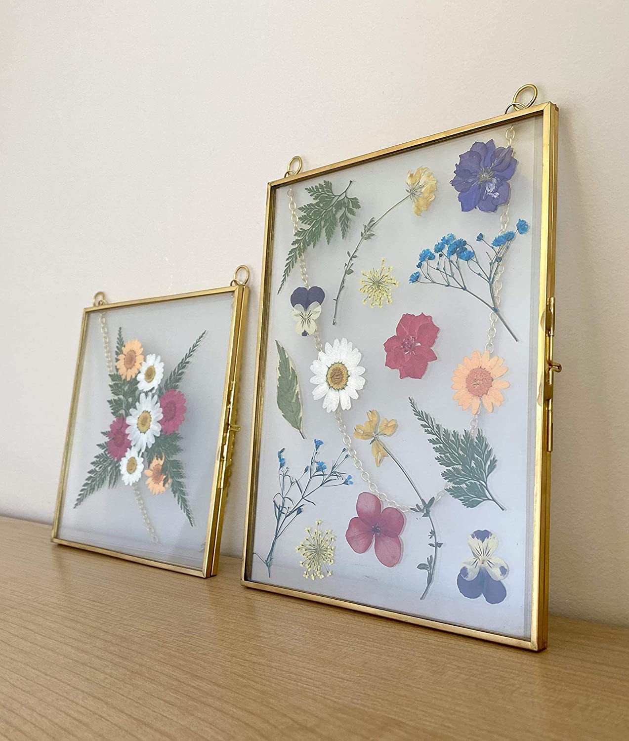 Podwójna szklana ramka do tłoczonych kwiatów, liści i dzieł sztuki, zestaw 3 wiszących ramek na zdjęcia, 15 x 15 cm, 15 x 20 cm, 4 x 9, pływające ramki na kwiaty, kwadratowe i prostokątne dekoracje