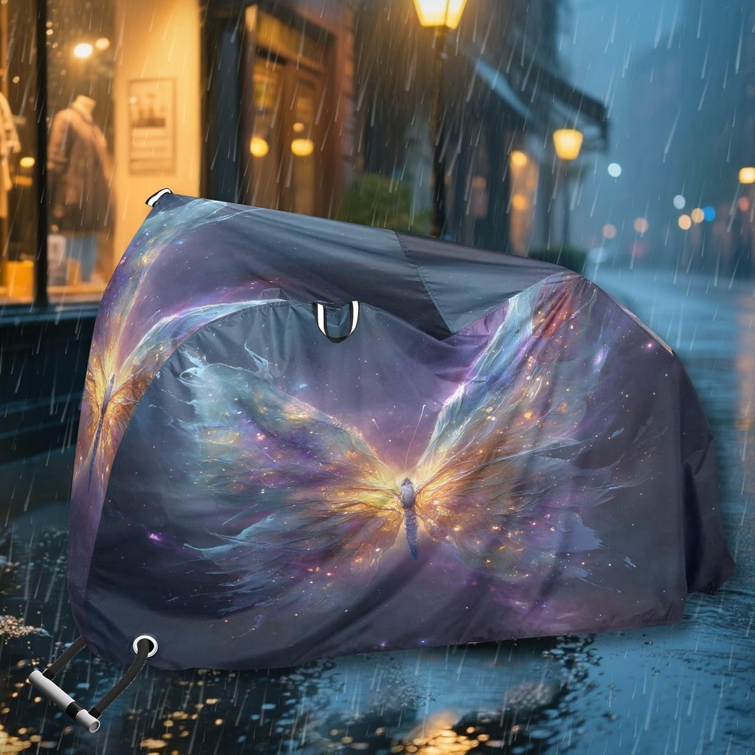 ALAZA Magical Butterfly Nebula Galaxy Bike Cover Waterproof Outdoor Ebike Bicycle Covers Tarp Protection for 1/2 Bikes, Sun UV Dust Wind Proof