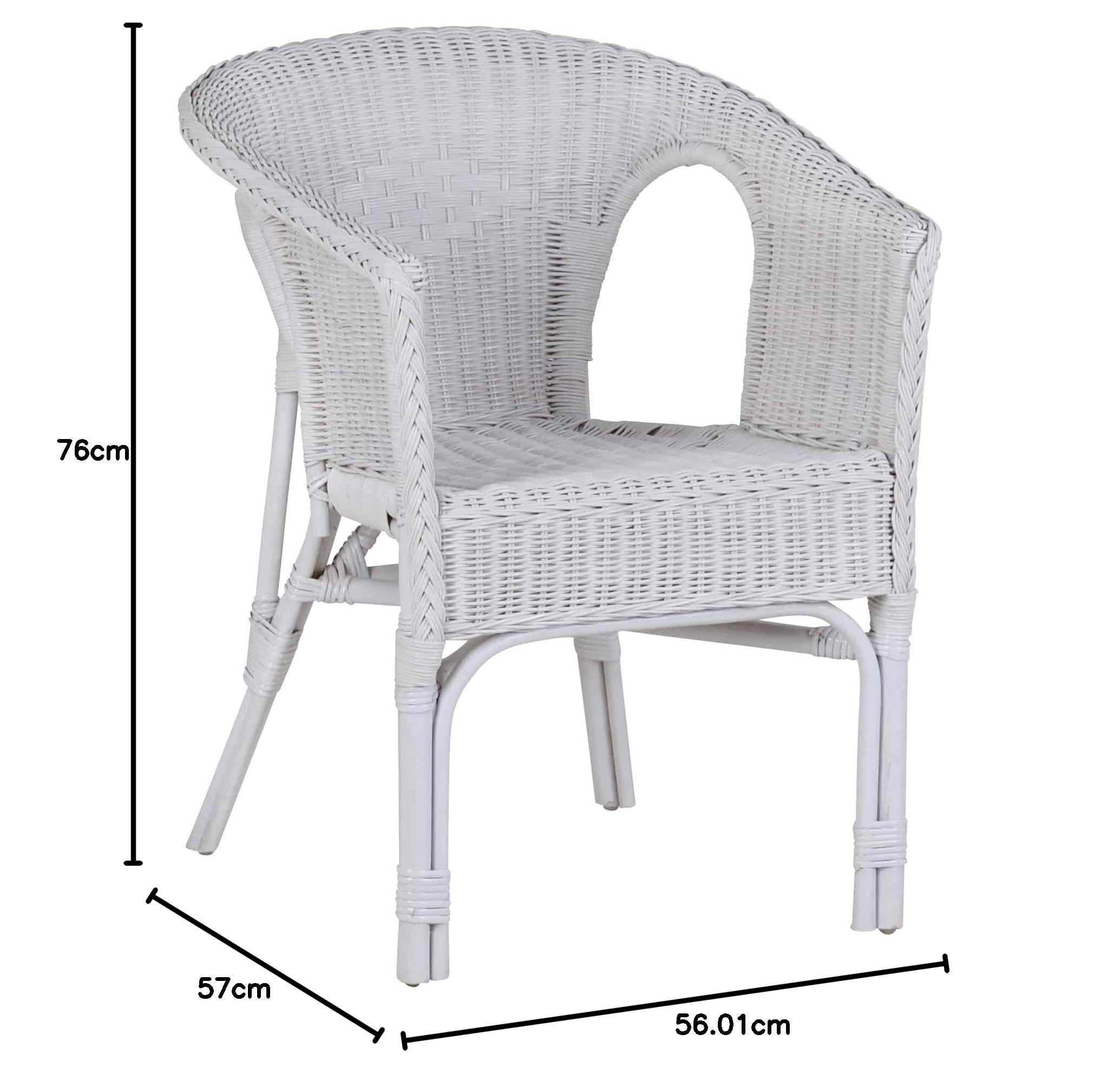 Armlehnstuhl Rattan 57x75x56 cm Landhausstil Rattan Weiß