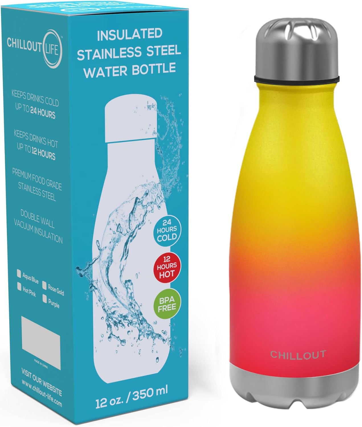 CHILLOUT LIFE Stainless Steel Water Bottle for Kids School: 12 oz Double Wall Insulated Cola Bottle Shape for Cold and Warm Drinks, BPA Free Metal Sports Bottle for Boys, Girls & Women - Image 2