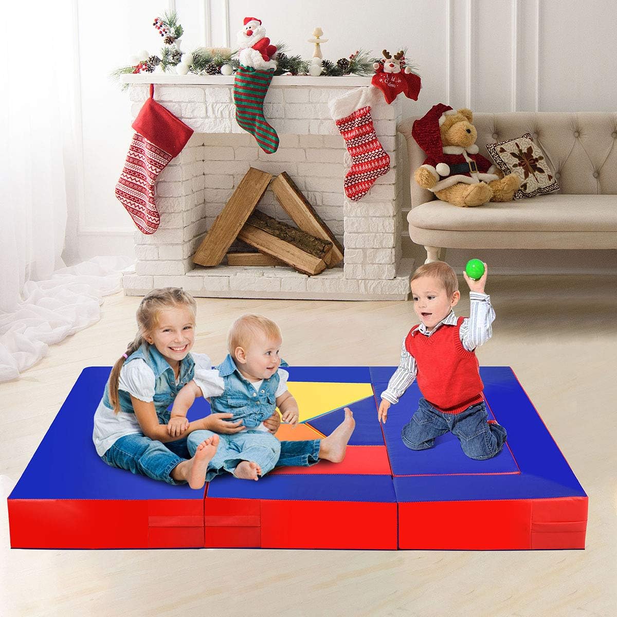 Costzon 4-in-1 Unique Shapes Convertible Climb and Crawl Foam Set for Climbing, Crawling, Sliding, 8-Piece Colorful PU Activity Play Soft Zone for Baby, Preschooler (Assorted) image 2