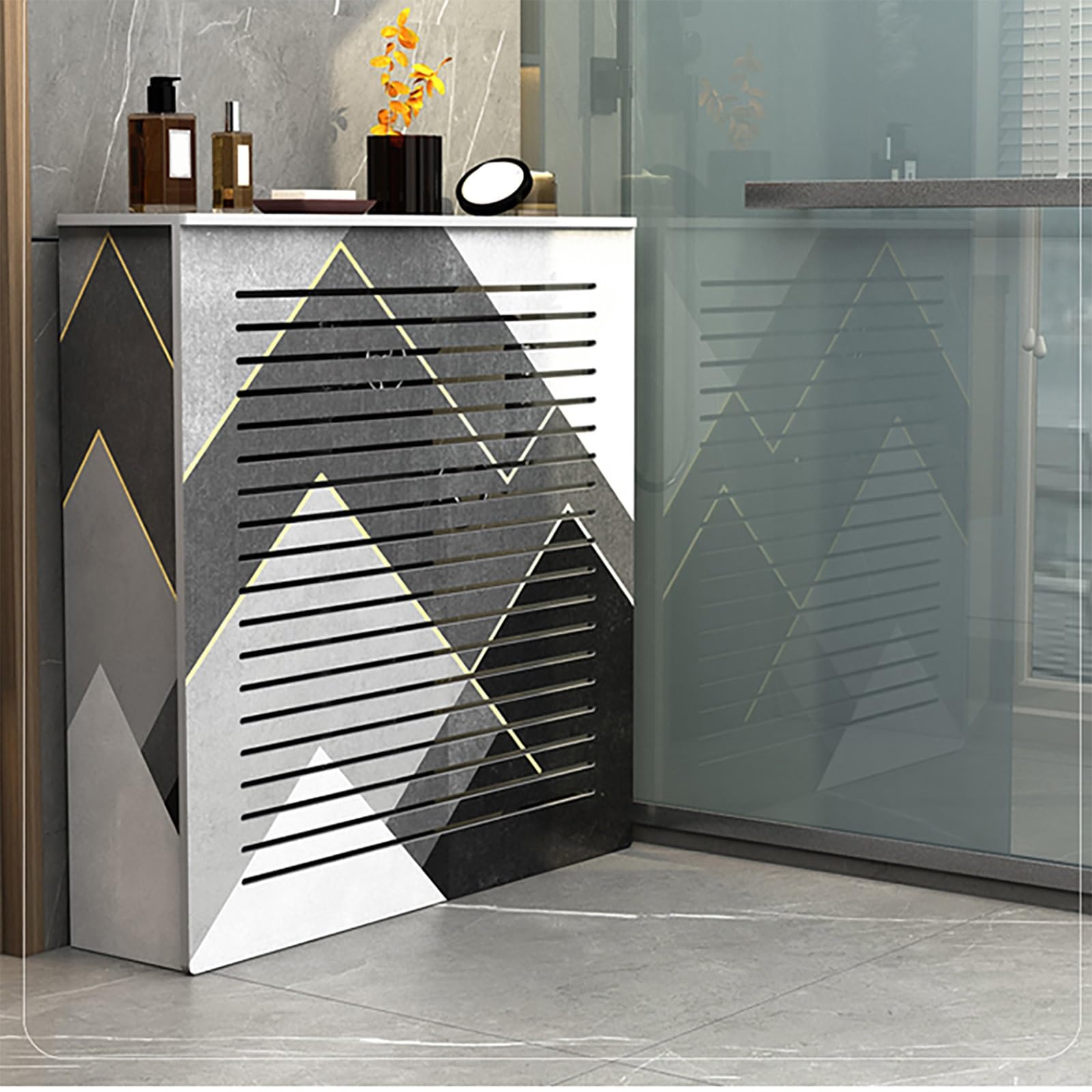 Mueble cubreradiador láminas antipolvo estante para cubrir radiador lavable