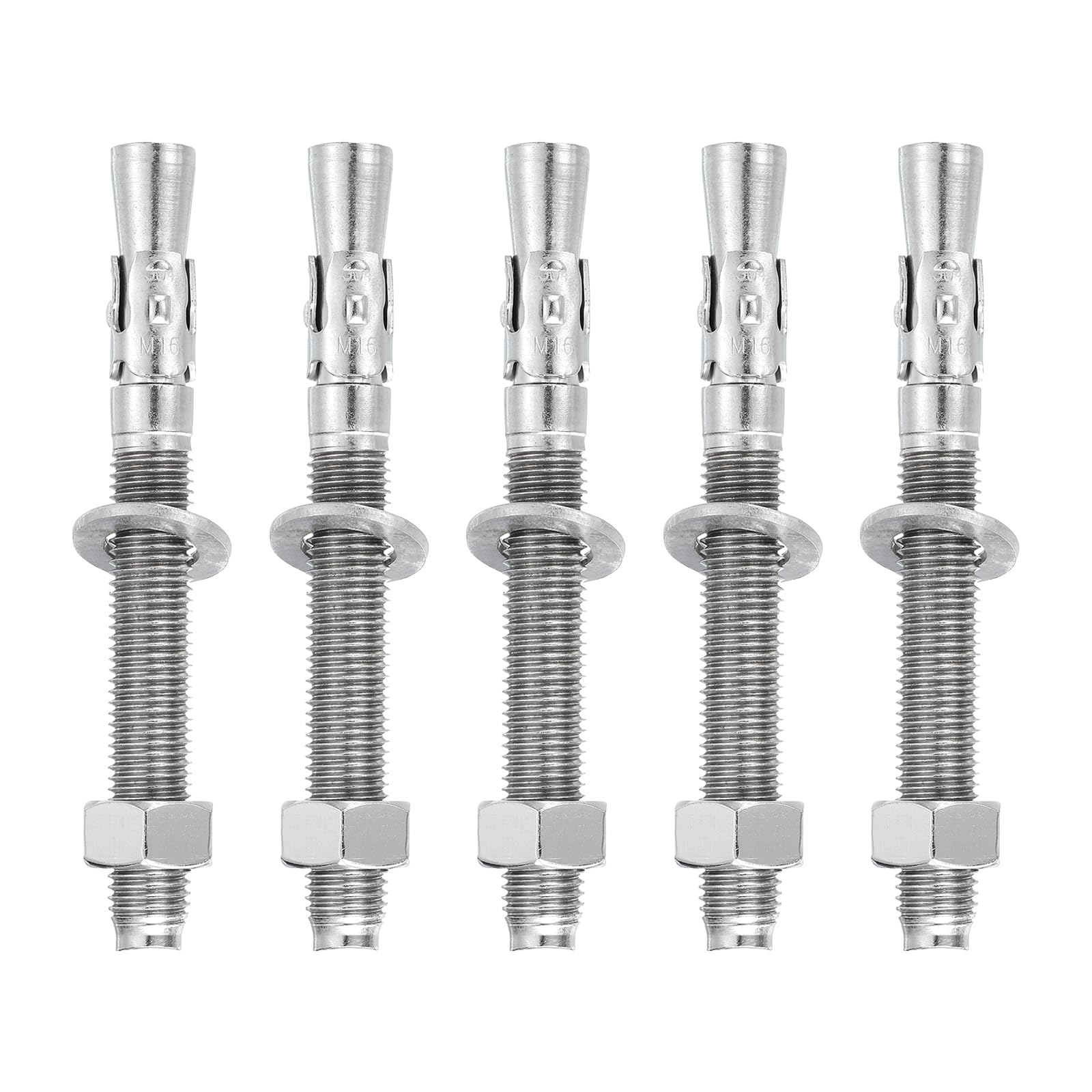 QUARKZMAN 5 Pcs Ancora A Cuneo, 5/8" x 6" Bulloni Per Calcestruzzo In Acciaio Inossidabile, Standard Resistente Per Bracket Parete Cemento (Include Rondelle Dadi, Tono Argento)