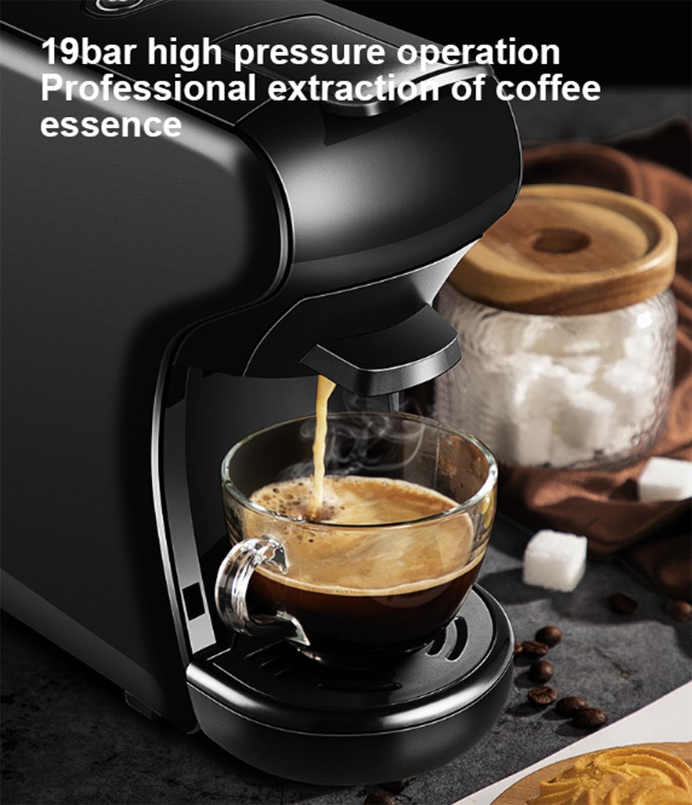 Macchina per caffè a Capsula Singola con Capsula K-Cup, Macchina per caffè da 19 Bar, Design Compatto per Uso Domestico, Camper, Appartamento, Macchina per caffè Espresso
