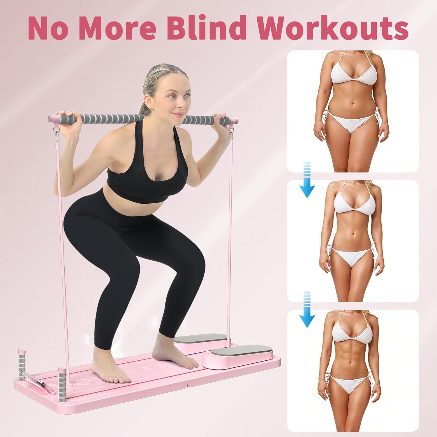 Pilates Board - Pilates Reformer Set, Multi-Purpose Foldable Pilates Reformer Board for Home,11 in 1 Pilates Equipment