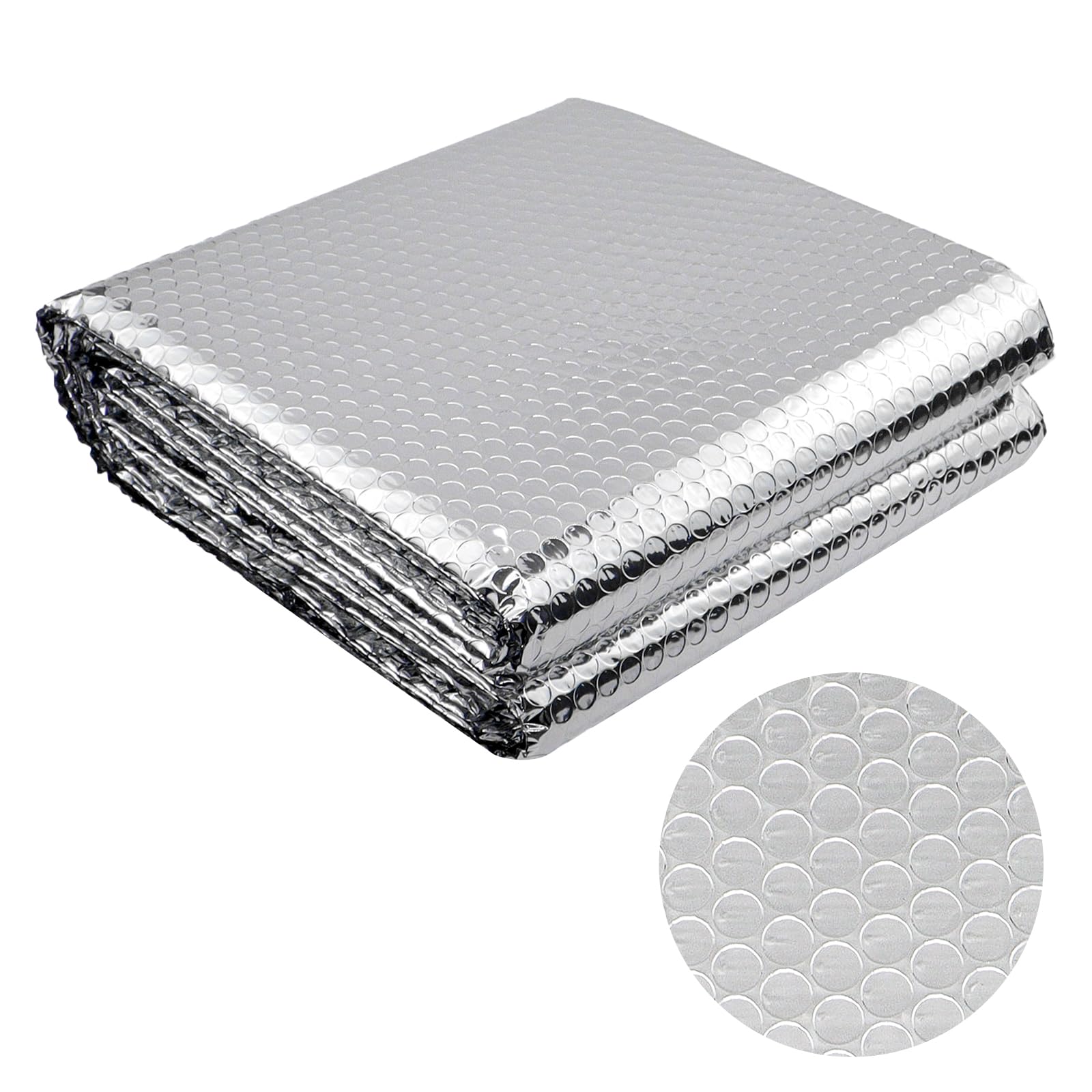 Isolant Thermique, Film à Bulles Épais en Aluminium, 60cm x 5m Feuille Réfléchissante Double Face en Aluminisé, Feuille D'aluminium Isolation pour Toits Fenêtres Radiateurs