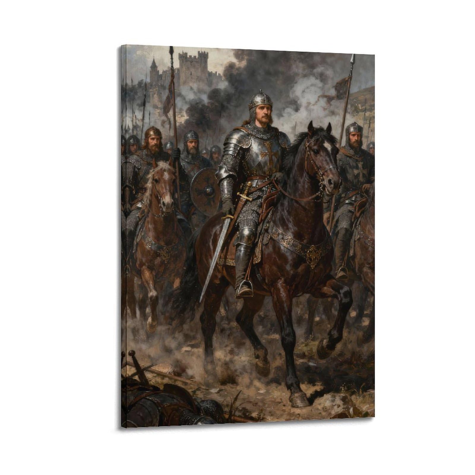 XKUGA Crusader Battle Poster Temple Medieval Templar Knight Modern Decorative Canvas Prints - Ideal Wall Art for Family, Man Cave, Game Room, Boys & Girls Bedroom 20x30inch(50x75cm)
