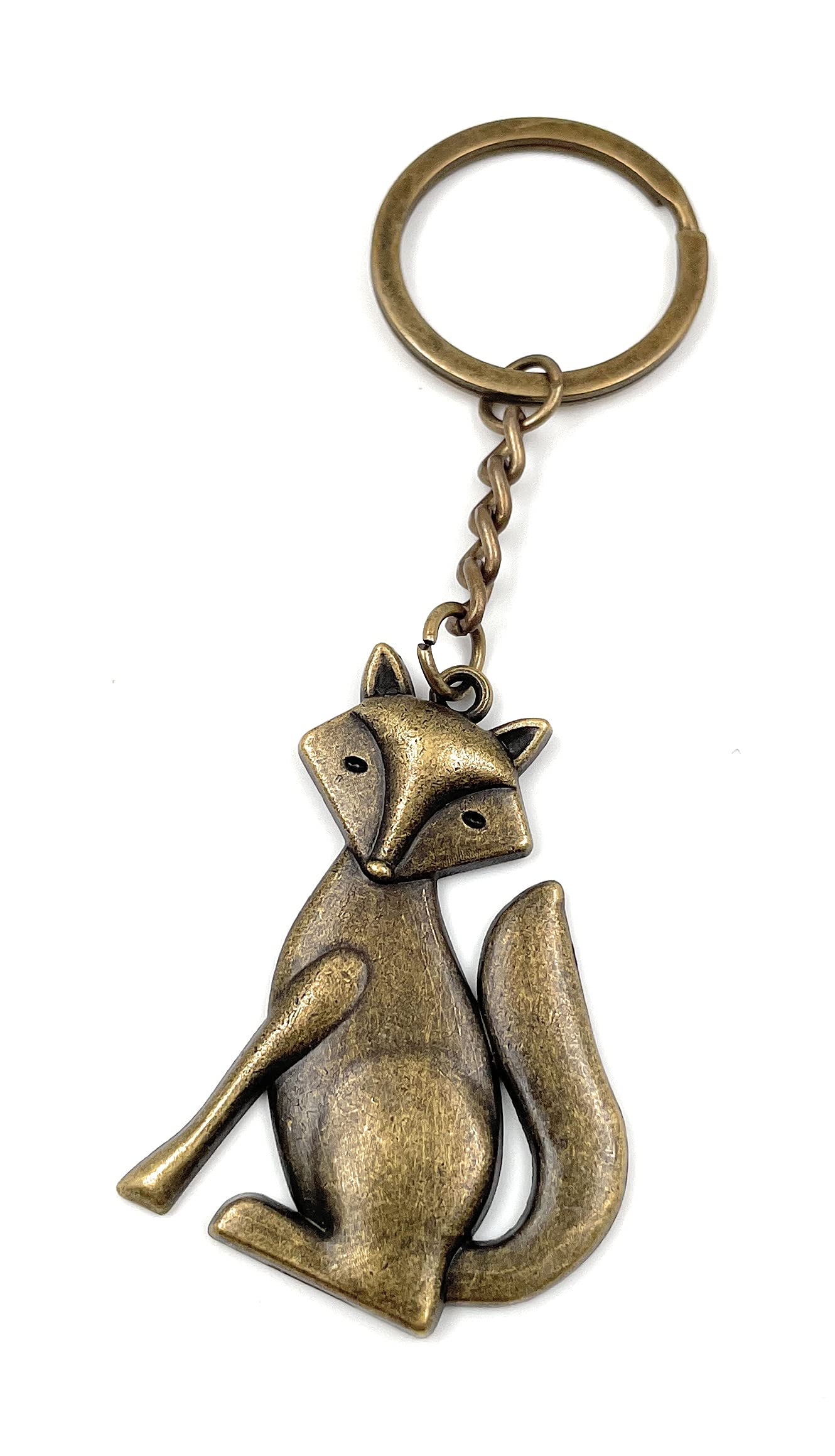 Onwomania Bronze Keychain Fox Hunter Metal Pendant Charm