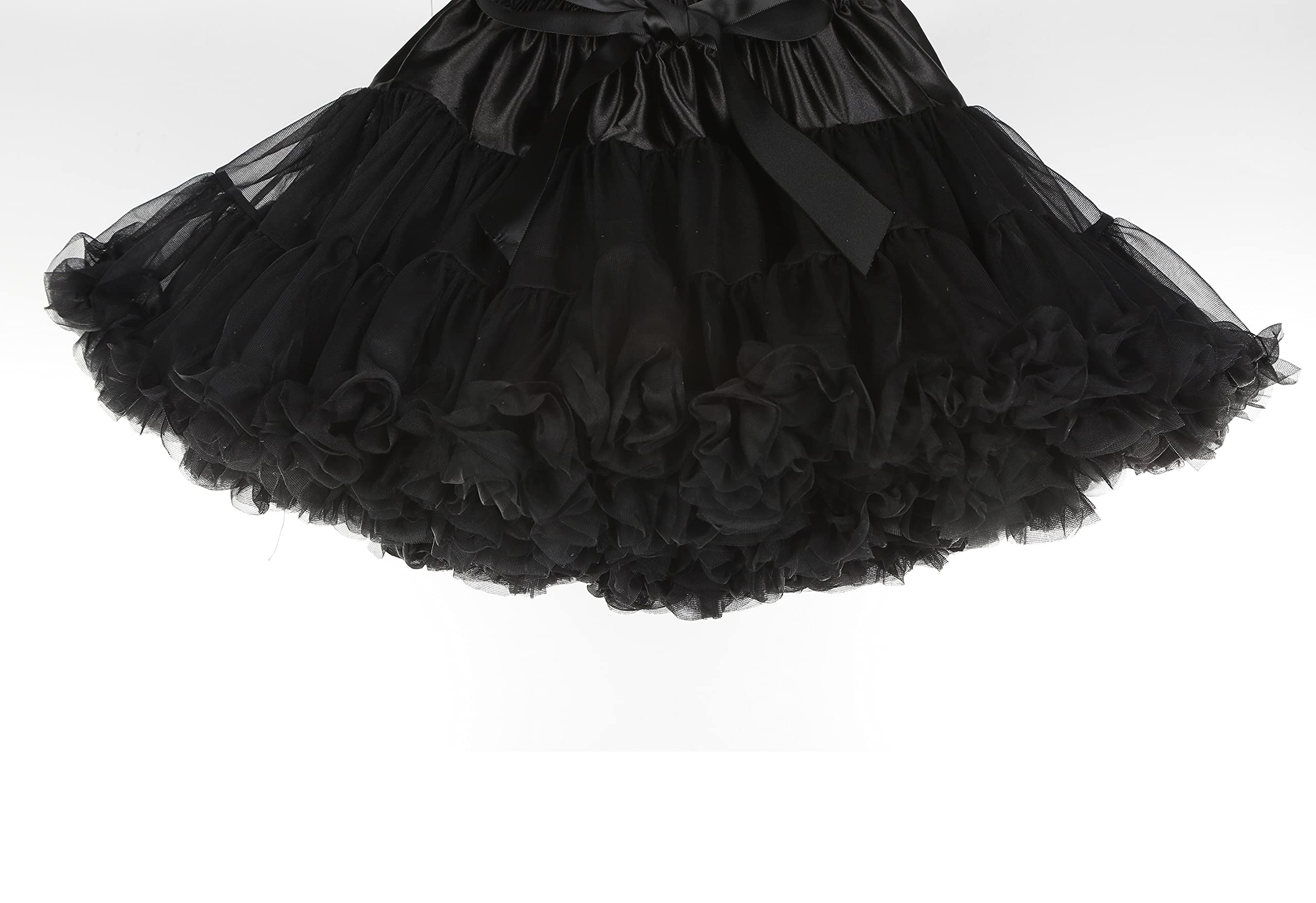 Falda de tutú para niña, falda de ballet mullida, Negro, Large