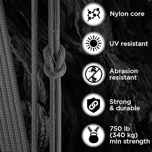 Miniatura 153 de TECEUM Cuerda de paracaídas de 750 libras – 1000 pies / 200 pies / 120 pies / 100 pies / 50 pies – Cuerda de paracaídas para campamento, Camuflaje