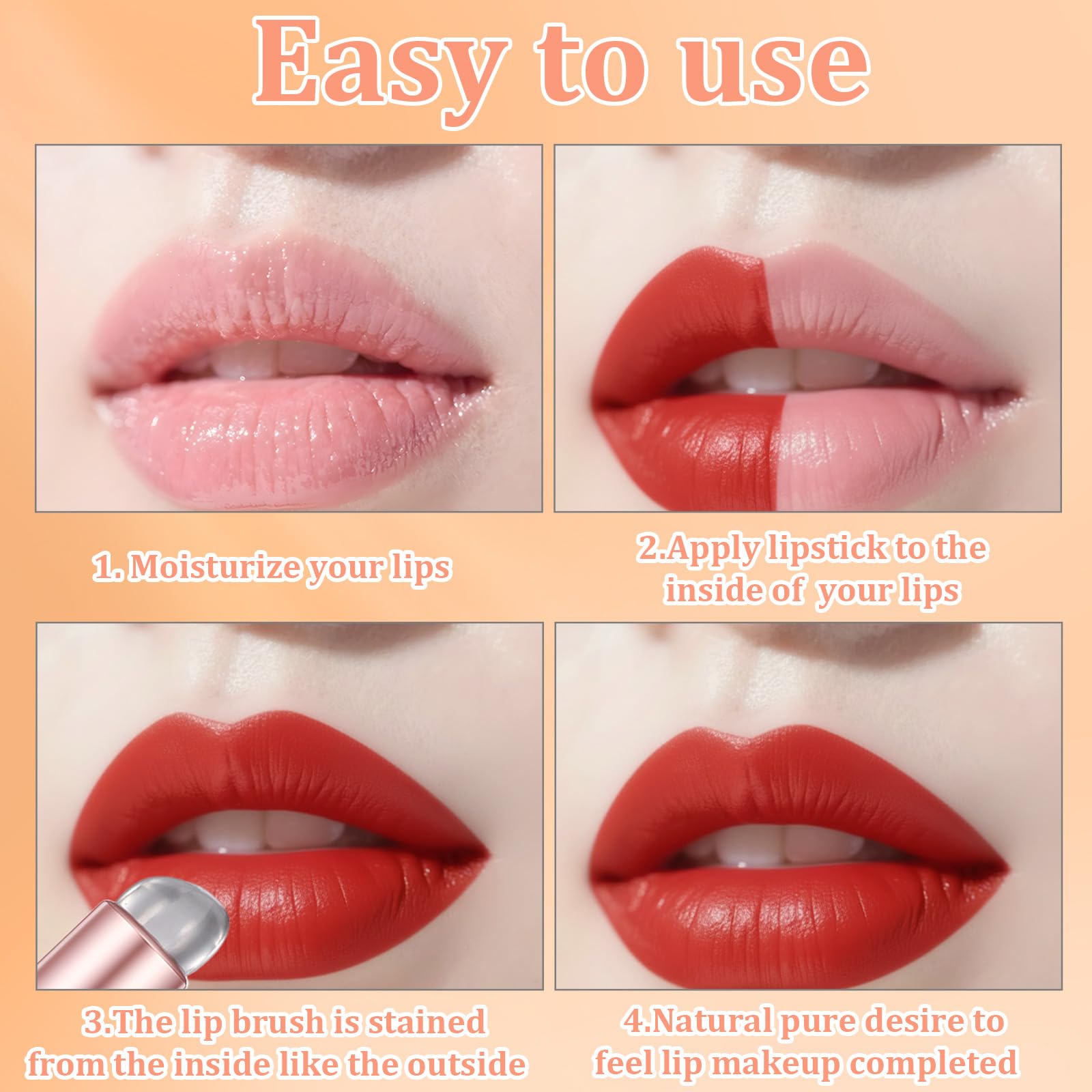 Ymapinc - Set di 4 pennelli per labbra in silicone per rossetto, riutilizzabili, con coperchio (rosa), applicatori multiuso per rossetto, pennelli da trucco, applicatori professionali per trucco