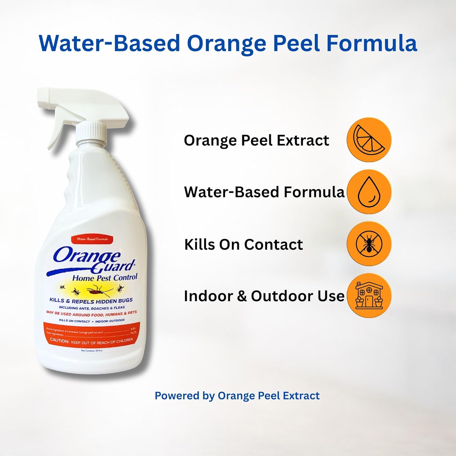 Orange Guard Home Pest Control Spray - Kills and Repels Ants, Roaches, Fleas and More - Indoor/Outdoor Natural Organic Formula - 32 fl oz (2 Pack)