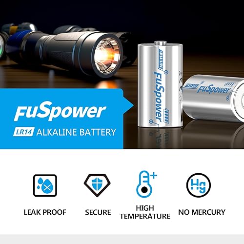 Miniatura 4 de Paquete de 8 pilas C de larga duración LR14 de 1.5 V alcalinas para linterna remota, juguetes de 10 años de vida útil