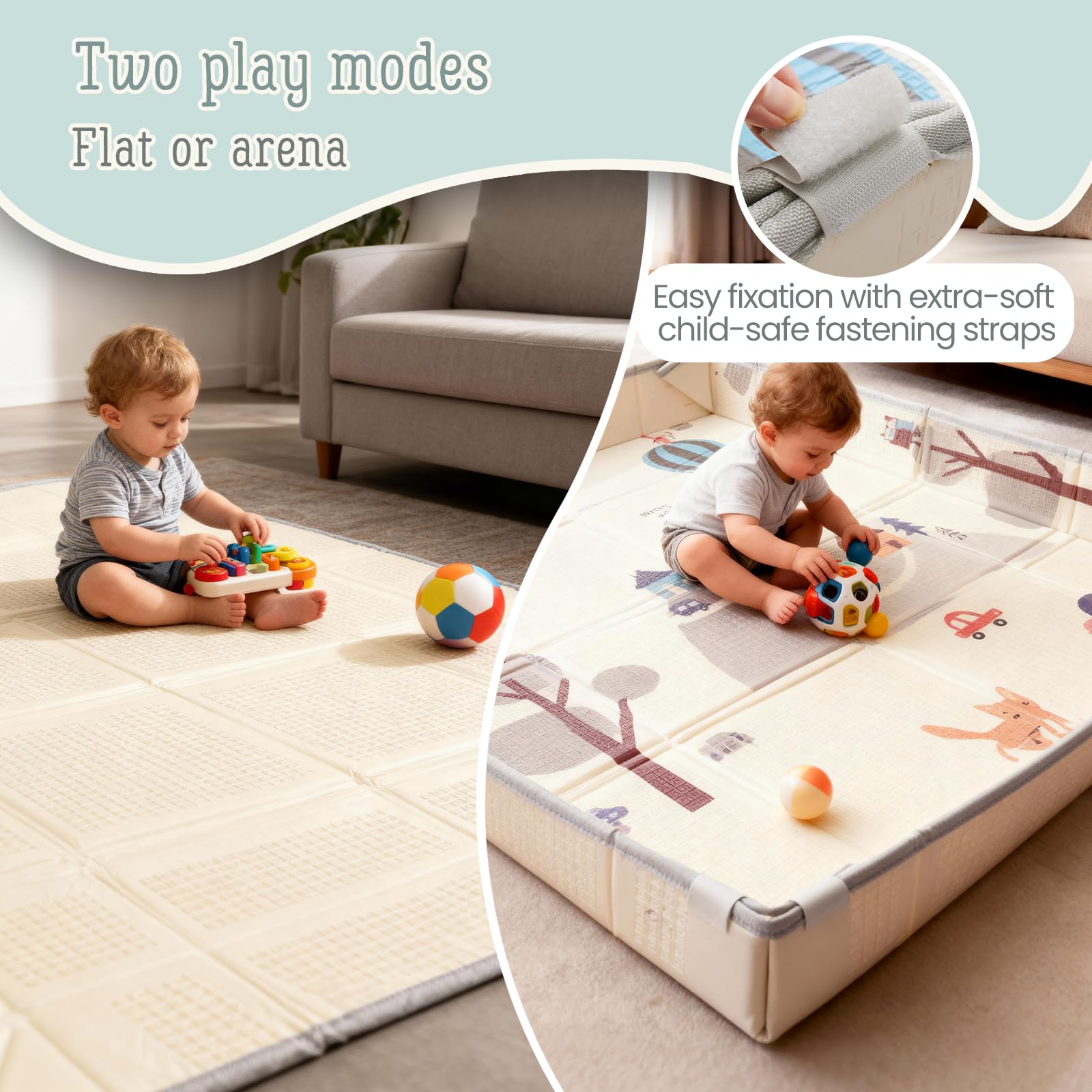 Wassermatte & Spielmatte Baby – wasserdichte Bauchlage-Matte mit faltbarer Krabbelmatte, Baby Spielset ab 0 Monaten