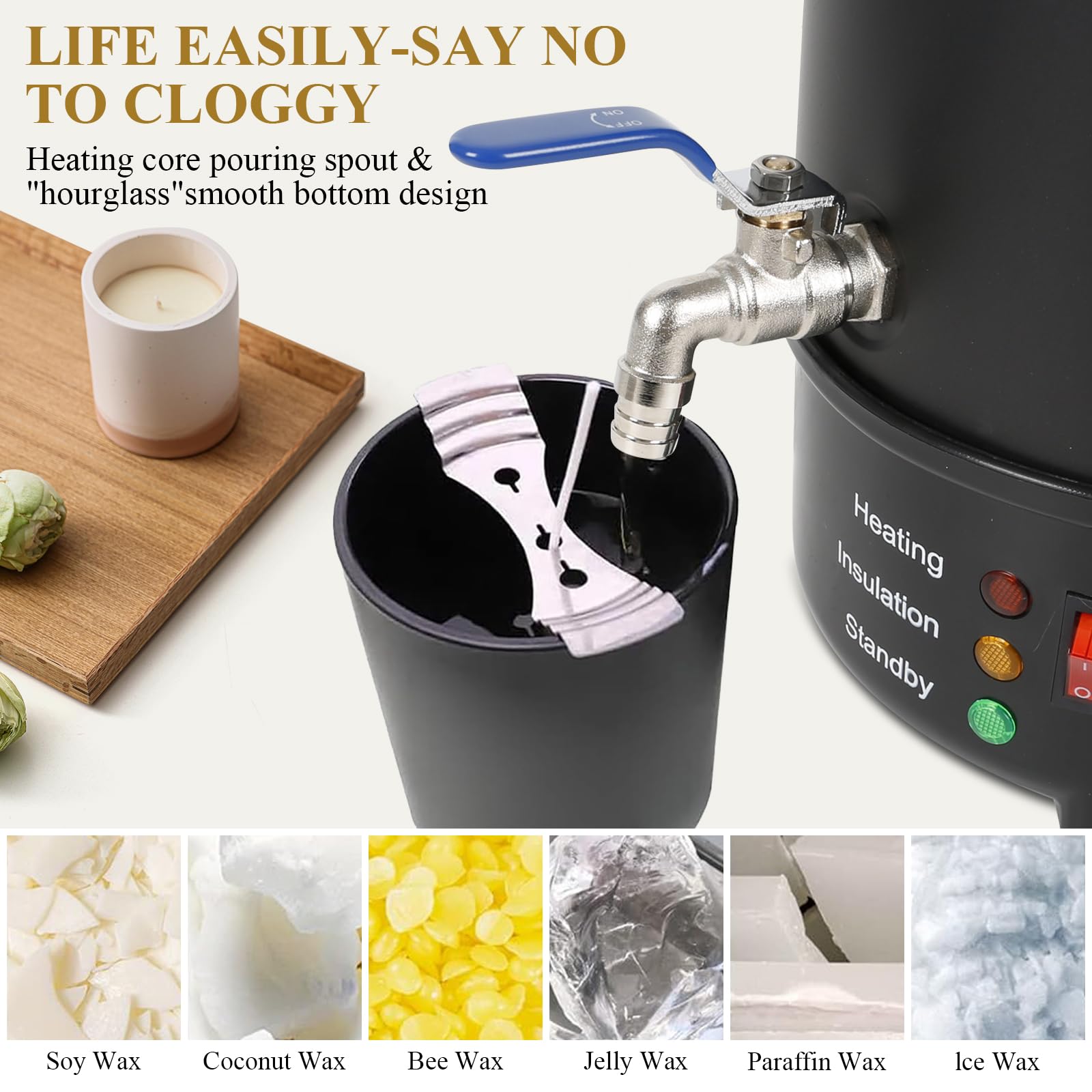 LIROPAU Fondeur de Cire pour la Fabrication de Bougies, 6L Fondoir à Cire Électrique, Pot de Fusion Savon Bougie Électrique Grande Capacité Pot, Kit de Fabrication de Savo DIY avec Bec Verseur