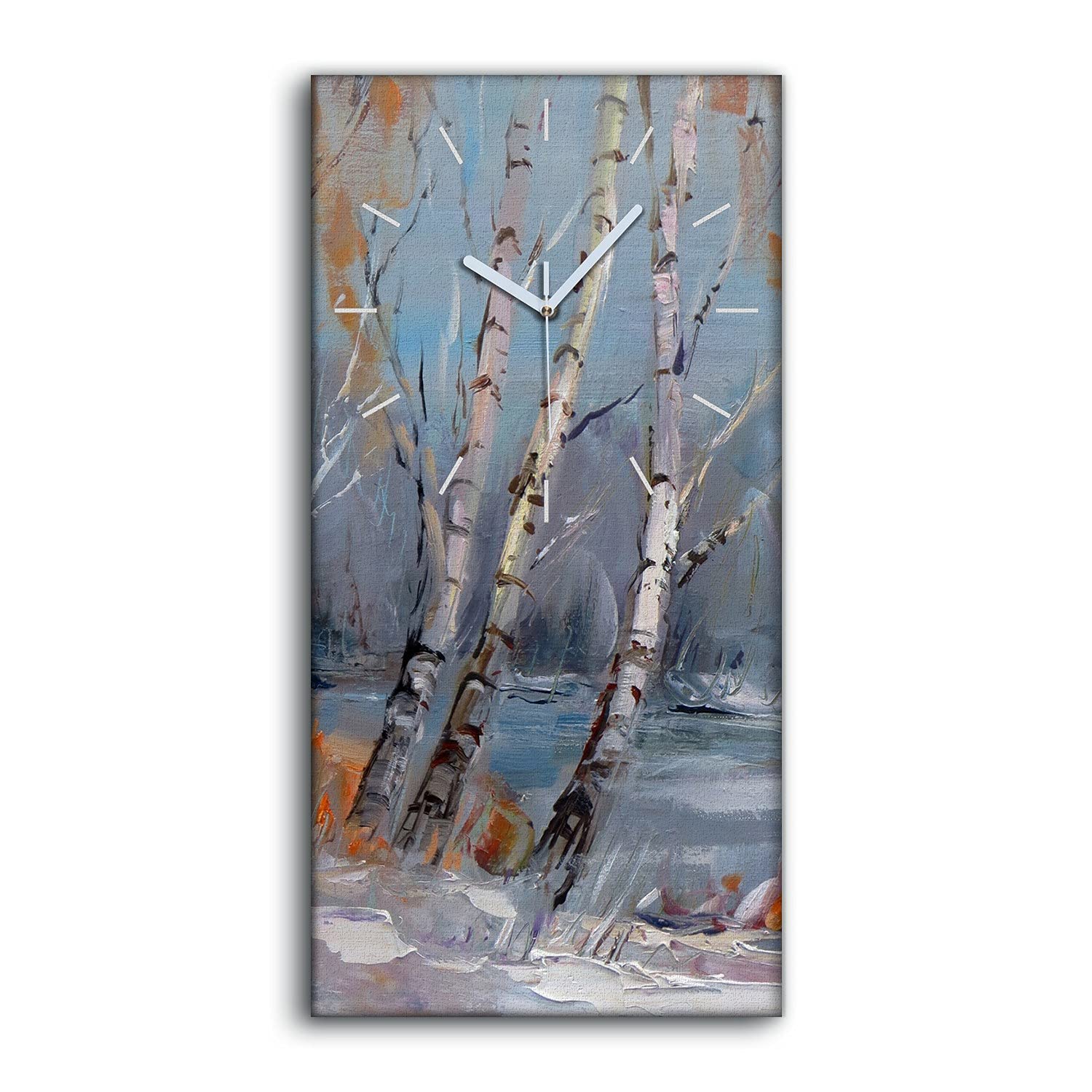 Horloge sans bruit pour chambre tableau mural forêt 30x60 cm
