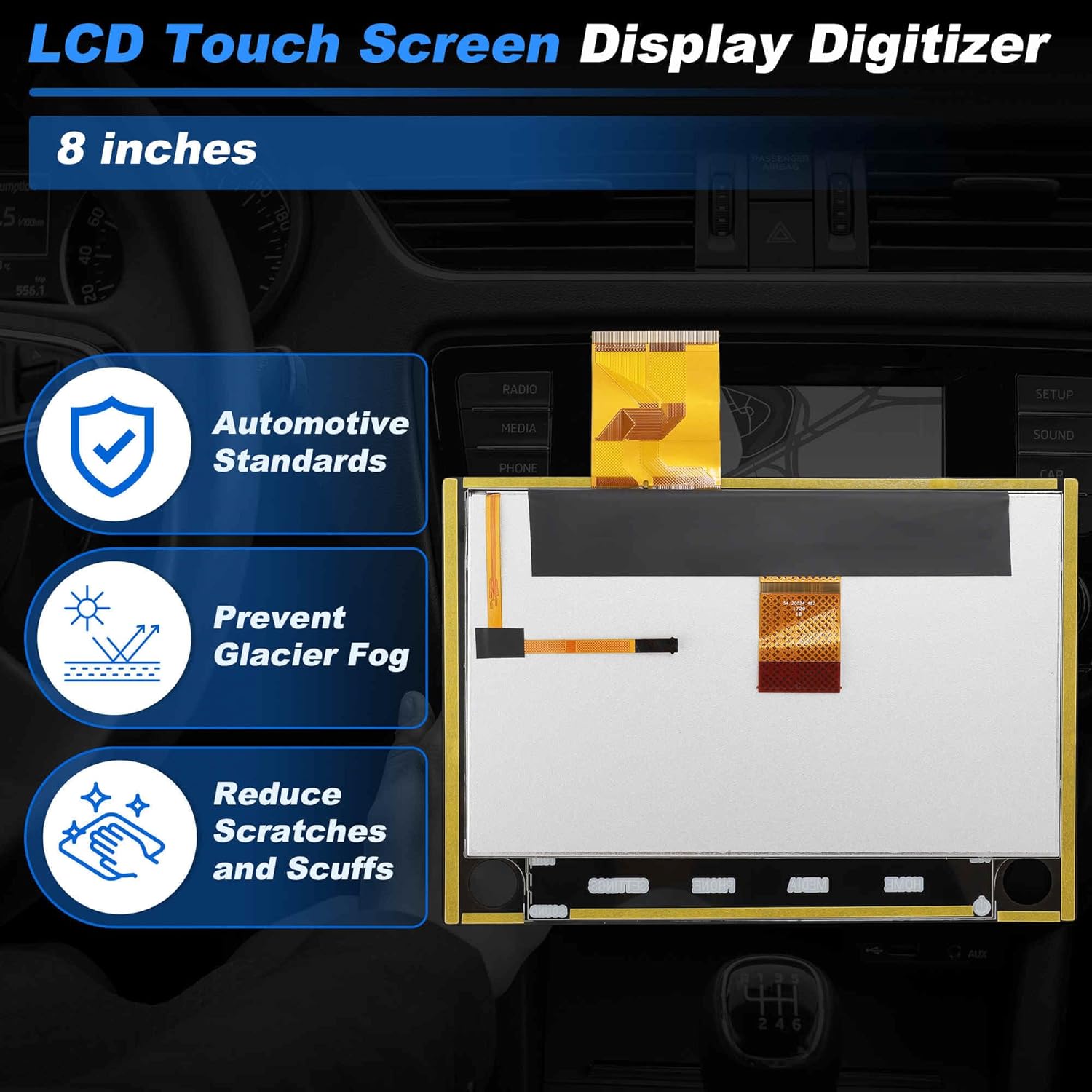 8" LCD Touch Screen Display Glass Digitizer for Mitsubishi Outland Sport 2019-2022 Navigation Radio Replacement Display for Mitsubishi Outland 2019-2022 No.8740A130/8740A040