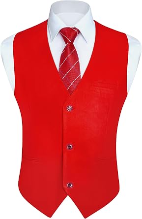 HISDERN Mens Suit Vest Business Formal Dress Vests for Men Solid Color Casual Wedding Tuxedo Party Waistcoat