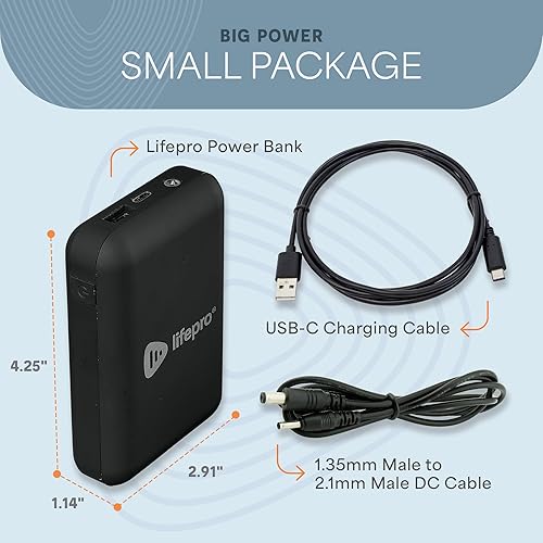 Miniatura 5 de LifePro Powerbank portátil para AllevaRed, AllevaRed Pro y BioRecover - Batería de 15,000 mAh con USB 3.0 y salida de 12 V CC para dispositivos de
