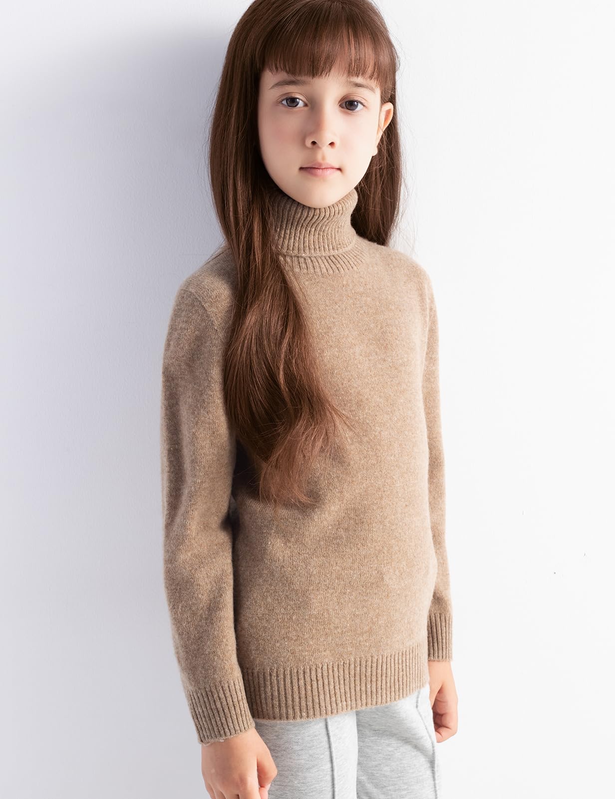 Chanyarn Niño Niña 100% Lana Merino Jerséis Cuello Alto Manga Larga Sin Costuras