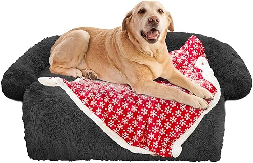 Miniatura 59 de Cama calmante para perro, tapete de felpa esponjosa para perros, protector de muebles con funda extraíble lavable para perros y gatos grandes,