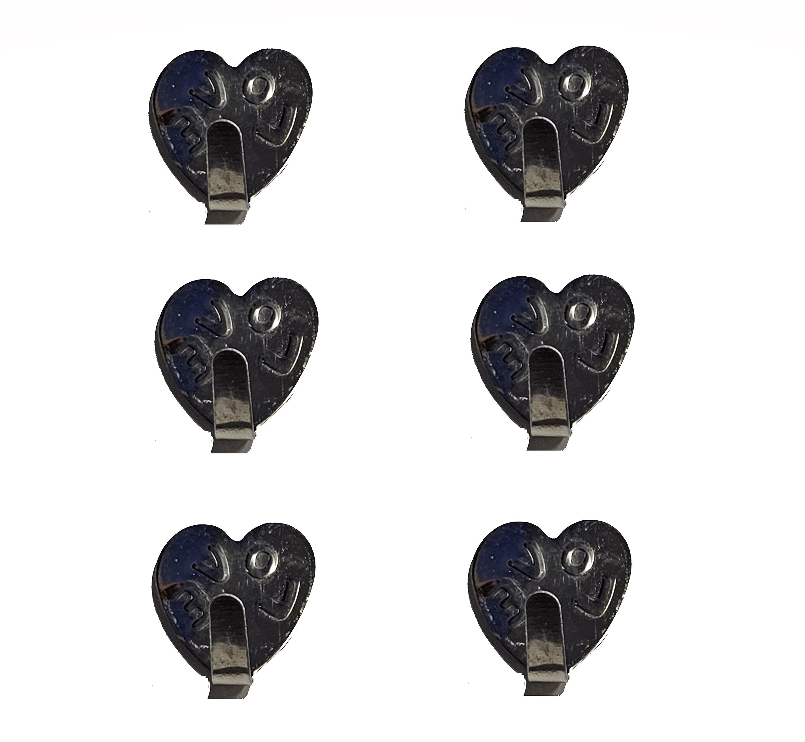 Iseventy9 Silver Pack Of 6 Stainless-Steel Heart Shaped Self-Adhesive Hooks Hanger Sticky On Wall Door Rope Tea Towel