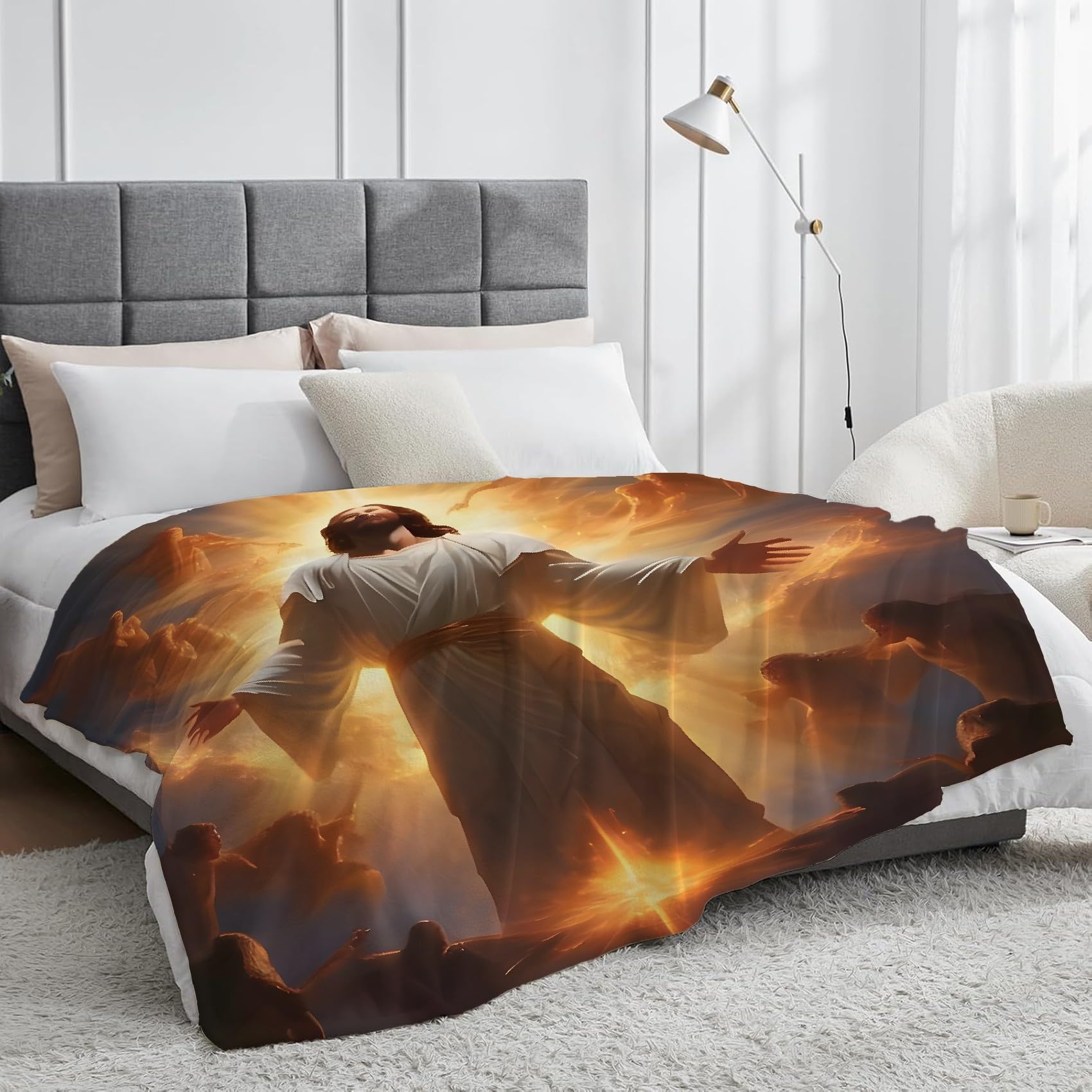 Generisch Puszysty koc do wtulania się ze szlafrokiem, ubrana, figurka, 220 x 240 cm, miękki i dwustronny, żółty koc polarowy, idealny koc na sofę dla wszystkich, przytulny koc na sofę i łóżko SF936
