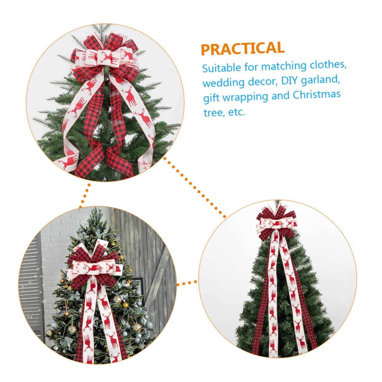 Cabilock 3st Weihnachtsbaumschleife Schaufenster-schleifenknoten Schleifen Für Kränze Weihnachts-DIY-Ornament-Accessoire Weihnachtsdekorativer Bogen Weihnachts-Topper-Schleife Kranzbögen