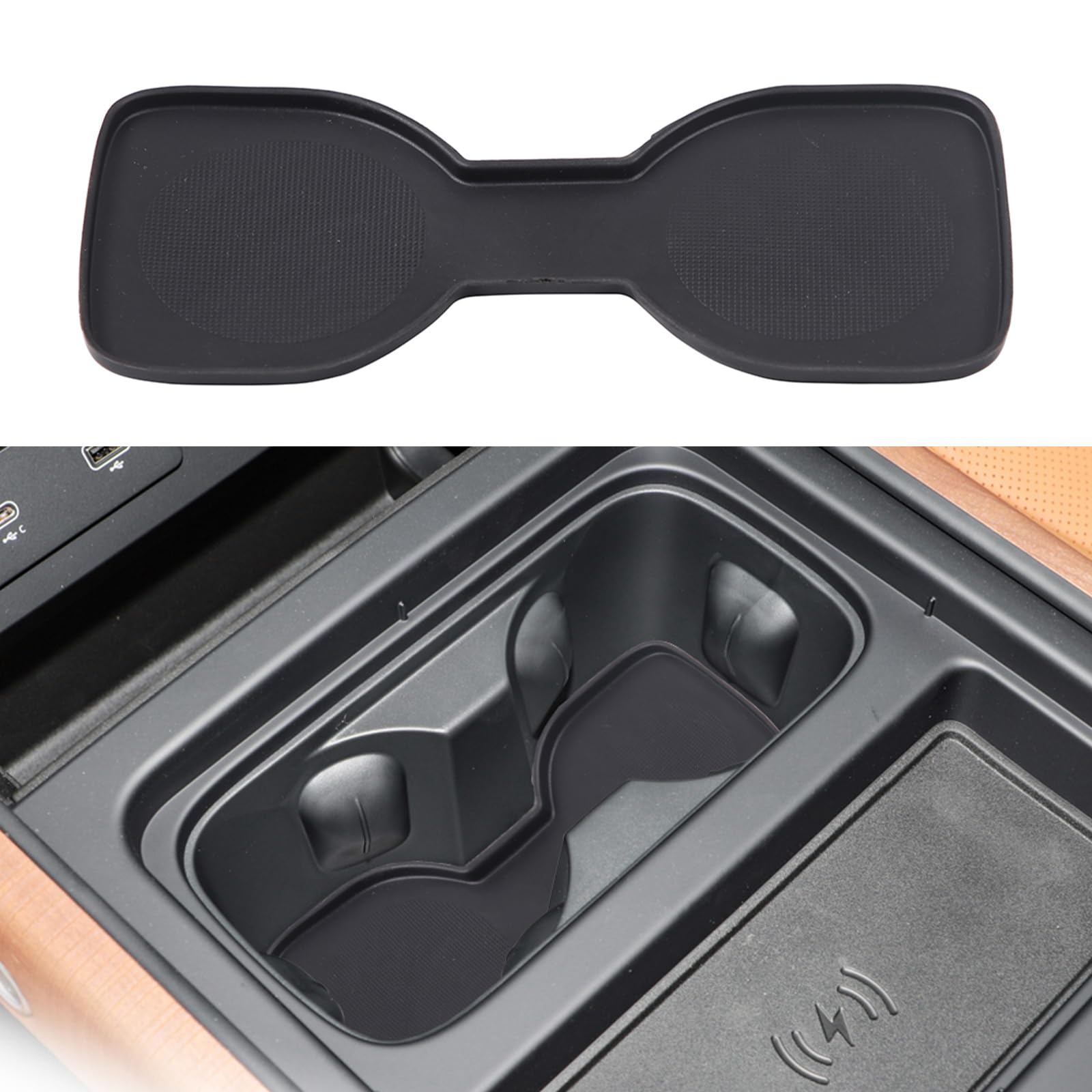 TPE Black Car Center Console Cup Holder Non-slip Mat Water Coaster For LR Defender 90 110 130 2020-2023 Car Accessories (Style B)