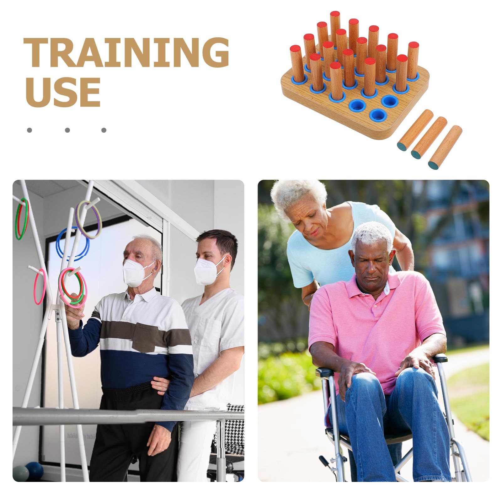 Panneau à Chevilles en Bois et Amélioration Dextérité des Doigts avec 20 Cylindres Renforcement Main pour Exercices Manuels pour Rééducation à Domicile