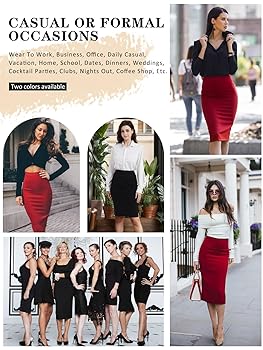 DGSHIRLDJO Midi Pencil Skirt for Women UK High Waist Stretch