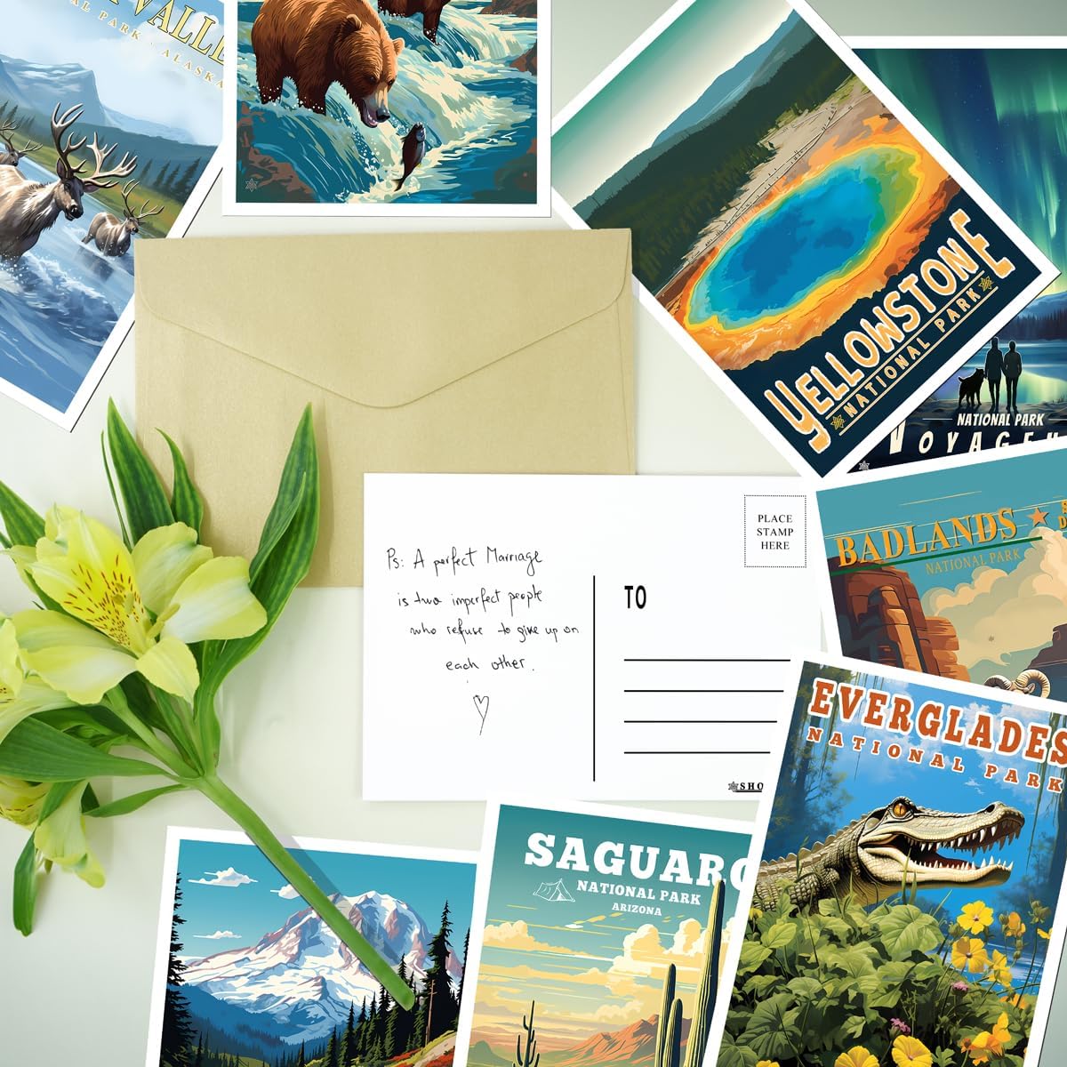 SHOXREM National Parks Theme Postcard Set: Retro Travel Posters Wall Decoration - 63 Abstract U.S. Parks Illustrations, 4" W x 6" H - Image 2