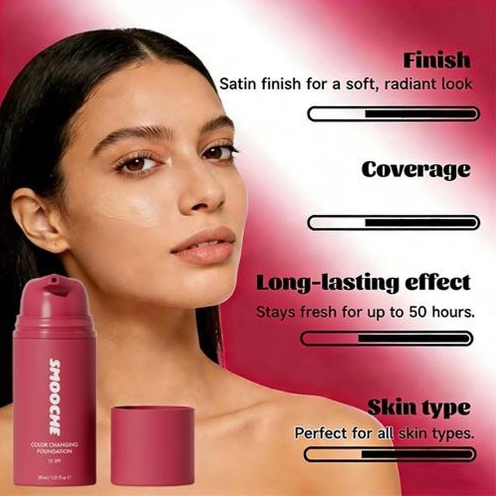 Smooche Color Changing Foundation - Smart Skin-Adaptive Liquid Makeup, Lightweight & Long-Lasting (1pcs) — view 3
