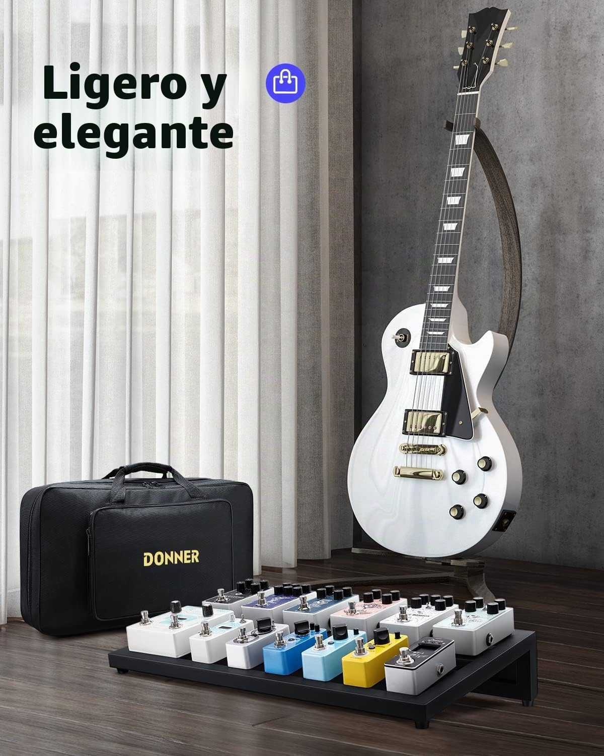 Donner Pedalera de efectos para Guitarra Ligero y Portable con Bolsa de Transporte y Cinta de Gancho y Bucle, Tablero de Pedal de Aleación 500 * 290 * 100mm (DB-3)