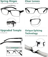 Vista 6 de (Debe comprar ambos ojos) Negro Claro Ojo Izquierdo+0.00 Gafas de lectura con diferente fuerza para cada ojo