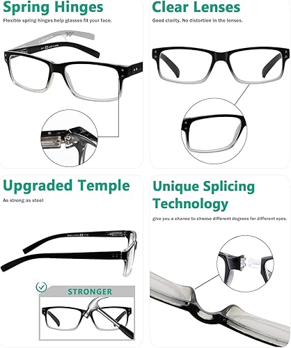 Miniatura 6 de (Debe comprar ambos ojos) Negro Claro Ojo Derecho+1.50 Gafas de lectura con diferente fuerza para cada ojo