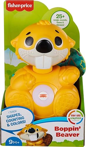 Miniatura 6 de Fisher-Price Linkimals Boppin Beaver juguete de actividad musical iluminado para bebé amarillo