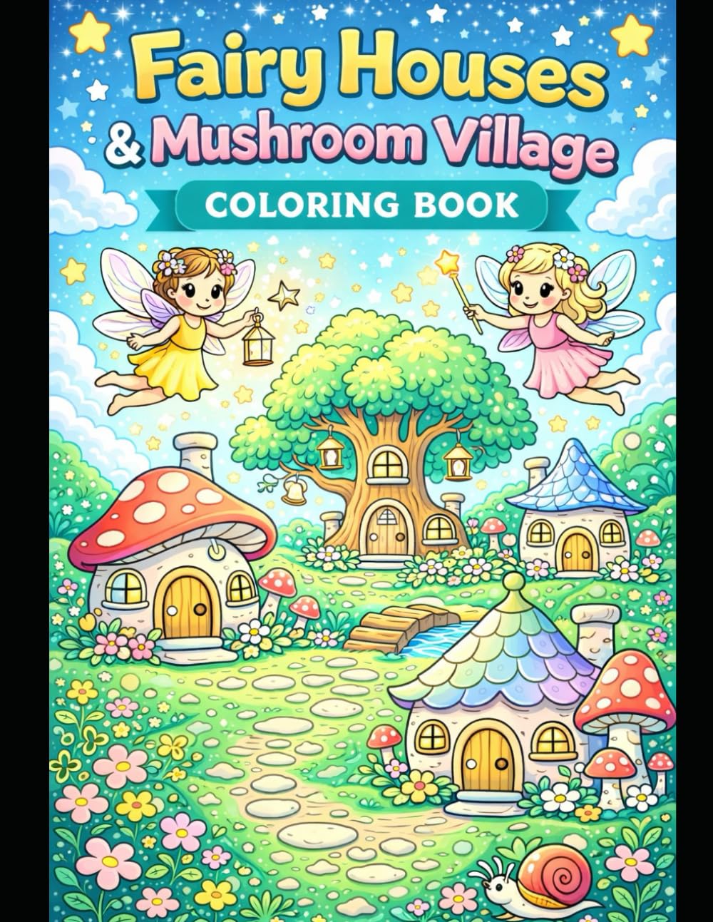 Fairy Houses & Mushroom Village Coloring Book for Kids Ages 3–8